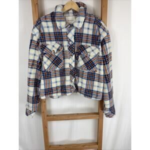 NWT Thread & Supply Plaid Fleece Jacket Size Large Shacket Style Overshirt Cabin